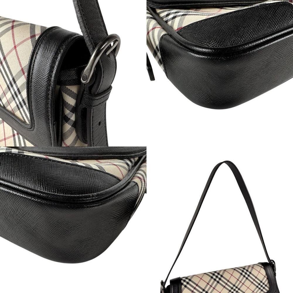 Burberry black bag canvas Tan leather shoulder Beige - Picture 4 of 4